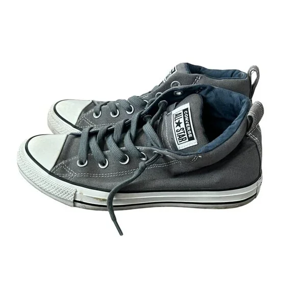 Converse Men's 7 Chuck Taylor Street Mid Hi Top Gray Cushioned Sneakers 146174F - Picture 4 of 7